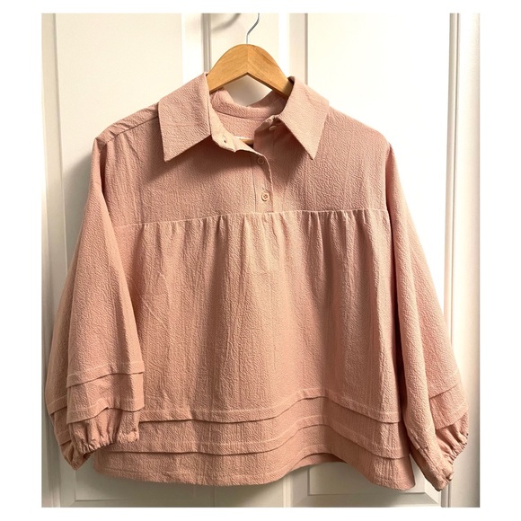 The Make Shed Orchard Top in Rose Collared Blouse Sustainable Brand - Picture 1 of 10
